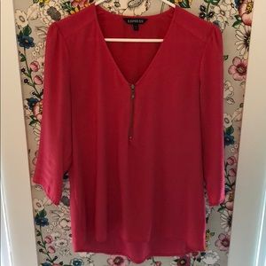 Pink blouse / gold zipper  EXPRESS